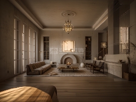 侘寂轻暖风格住宅设计，水泥原木打造疗愈现代居境(图1)