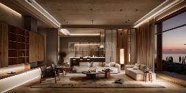 侘寂轻暖风格住宅设计，水泥原木打造疗愈现代居境(图2)