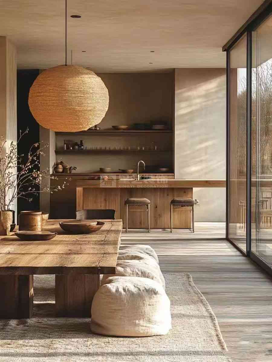 侘寂轻暖风格住宅设计，水泥原木打造疗愈现代居境(图5)