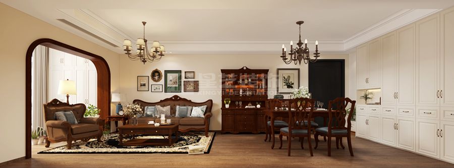 现代美式家居设计中性色调搭配沉稳质感空间(图1)