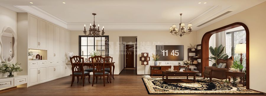 现代美式家居设计中性色调搭配沉稳质感空间(图2)