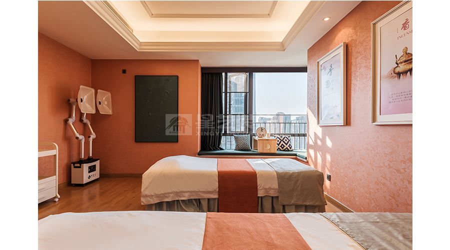 轻奢艺术美容院设计，暖橘色调打造温馨精致美护空间(图7)