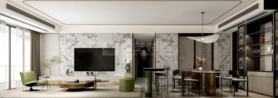 轻奢家居设计岩板皮革金属材质混搭现代空间(图2)