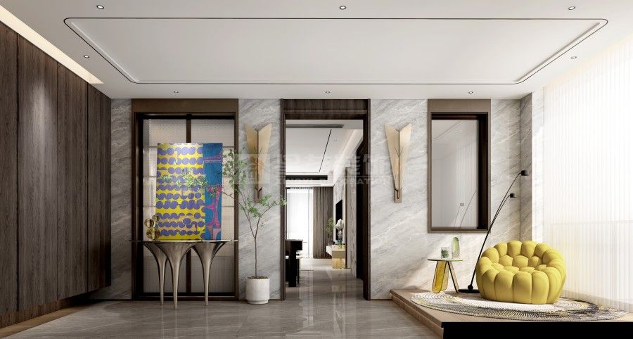 轻奢家居设计岩板皮革金属材质混搭现代空间(图3)