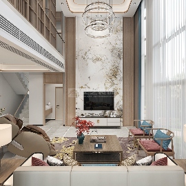 中式现代家居设计玄关柜连体屏风增大空间感(图2)