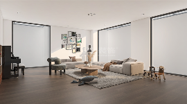 中式现代家居设计玄关柜连体屏风增大空间感(图1)