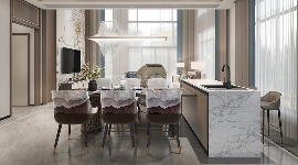 中式现代家居设计玄关柜连体屏风增大空间感(图3)