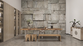 中式现代家居设计玄关柜连体屏风增大空间感(图7)