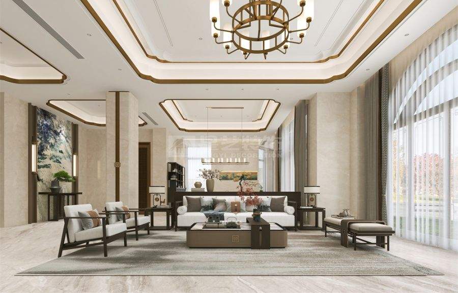 现代简约客厅设计，深邃配色营造精致生活秩序(图2)