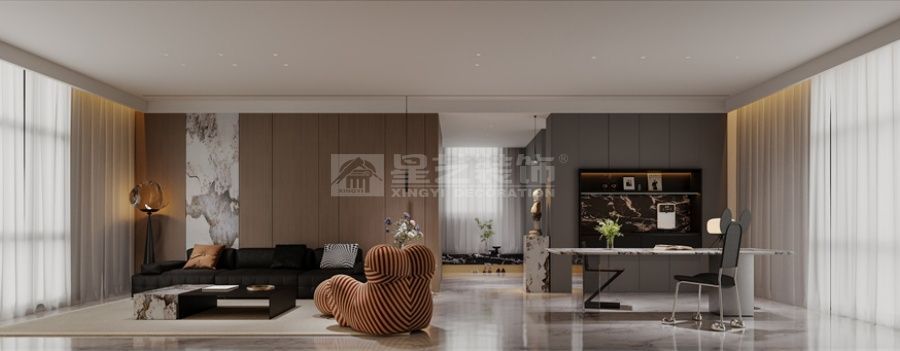 意式轻奢家居设计案例，律师合伙人夫妇的品质生活空间(图3)