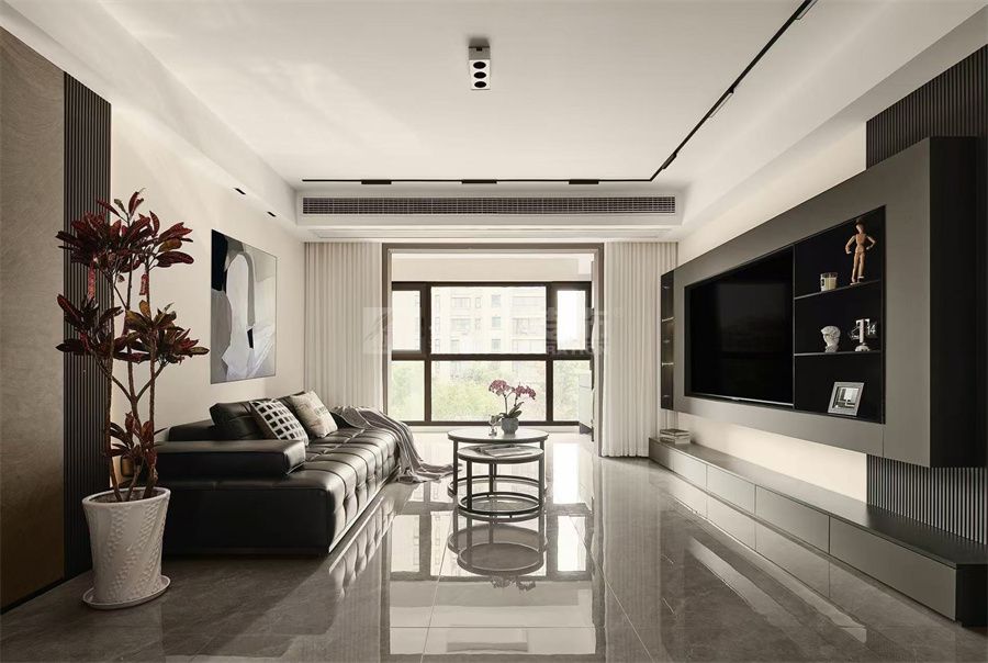 黑白灰现代家居设计，四口之家的极简生活美学(图1)