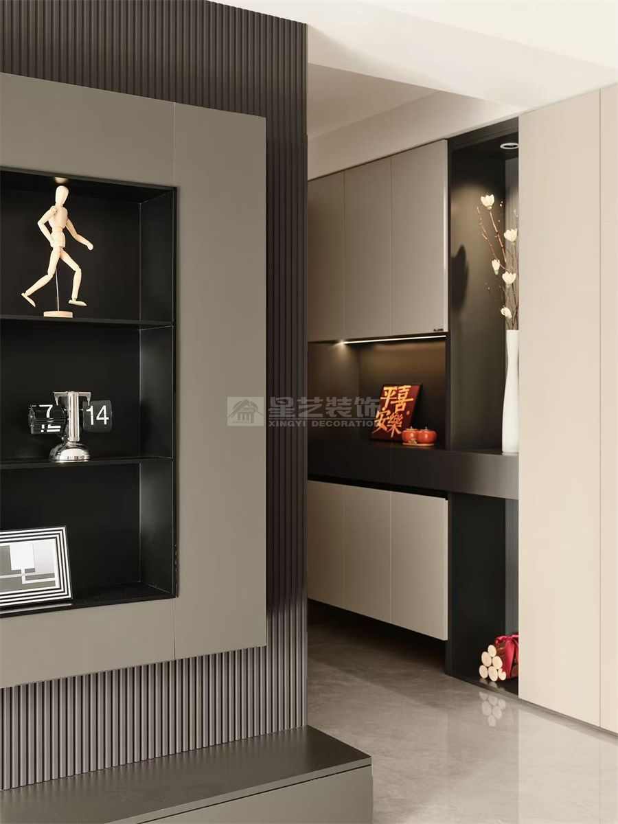 黑白灰现代家居设计，四口之家的极简生活美学(图6)