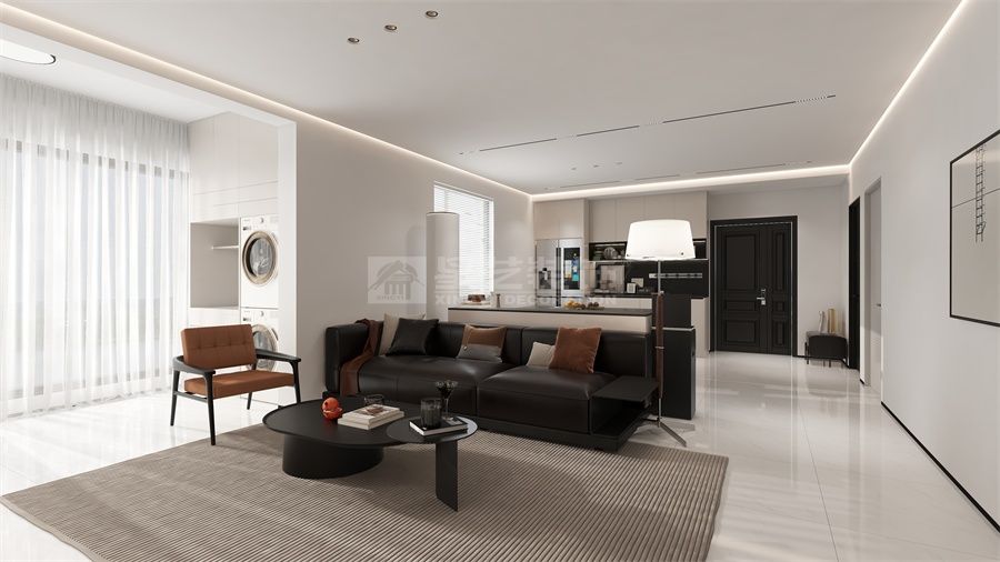 现代简约风格空间设计，直线造型与高纯度色彩搭配(图3)