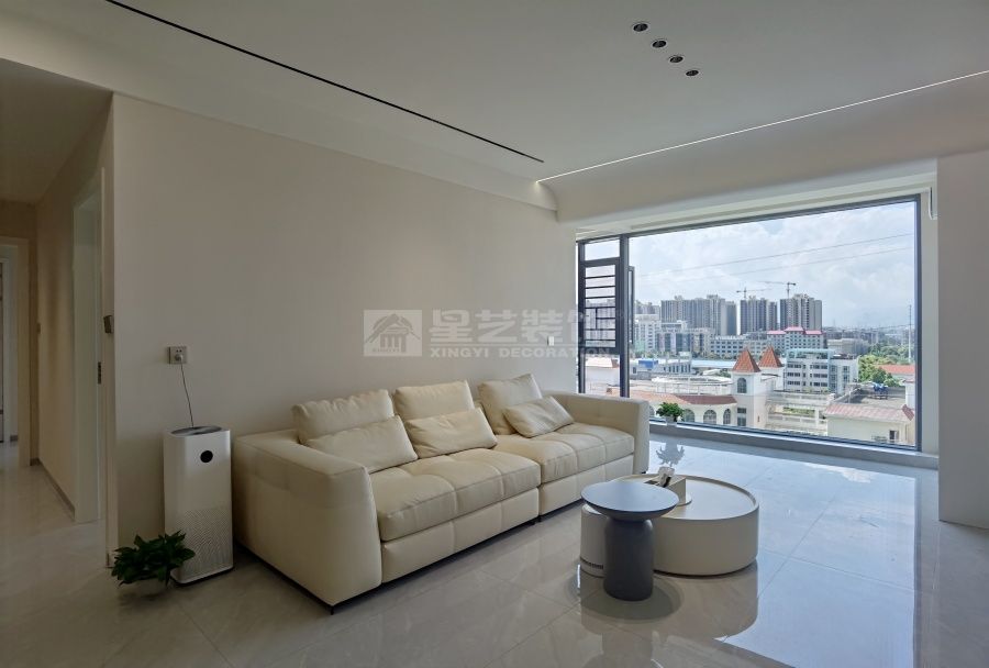 现代奶油风110㎡三室设计，简约温馨治愈系家居方案(图3)