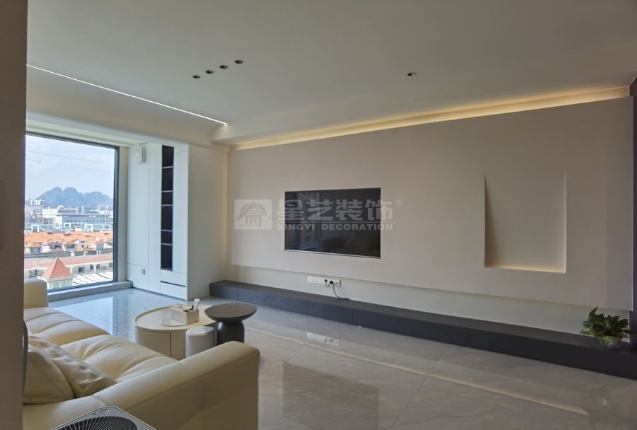 现代奶油风110㎡三室设计，简约温馨治愈系家居方案(图4)