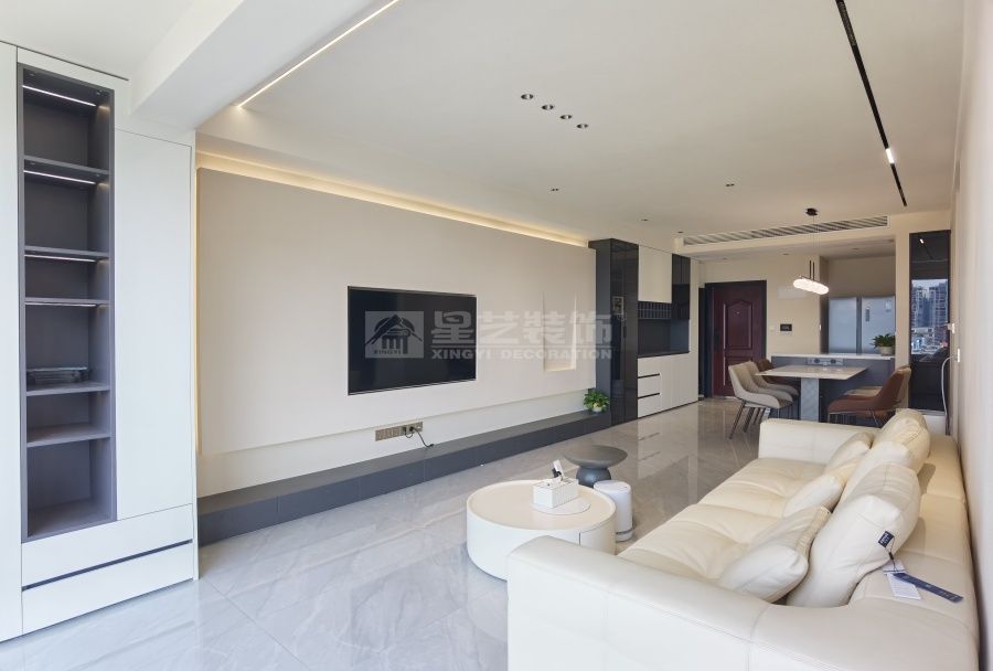 现代奶油风110㎡三室设计，简约温馨治愈系家居方案(图5)