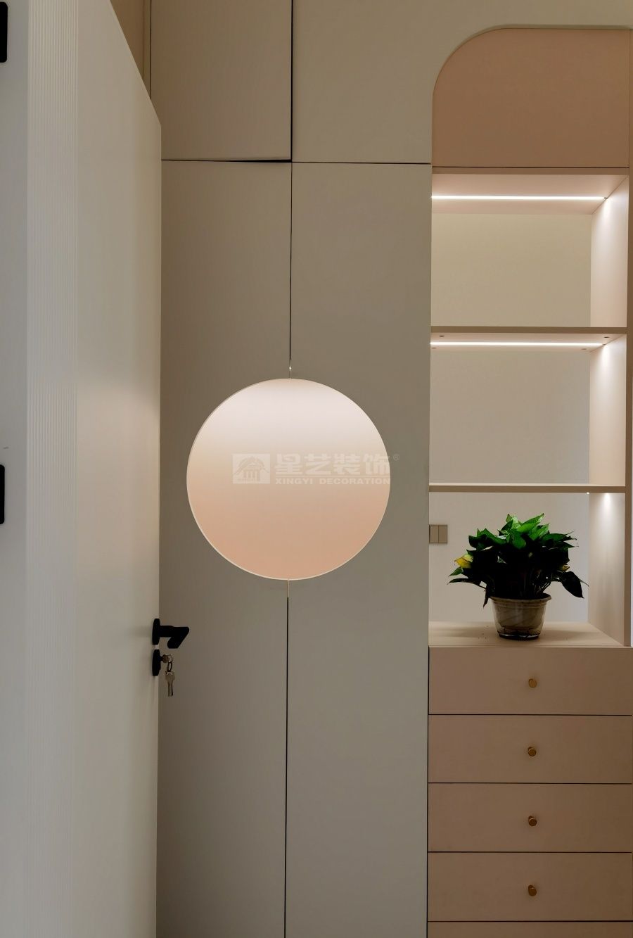 现代奶油风110㎡三室设计，简约温馨治愈系家居方案(图14)