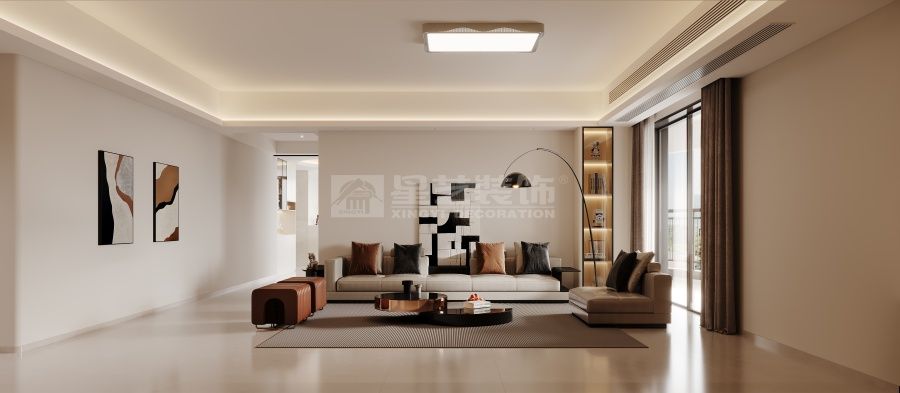 汕头龙湖226平现代简约大平层设计，四房两厅开阔格局(图2)