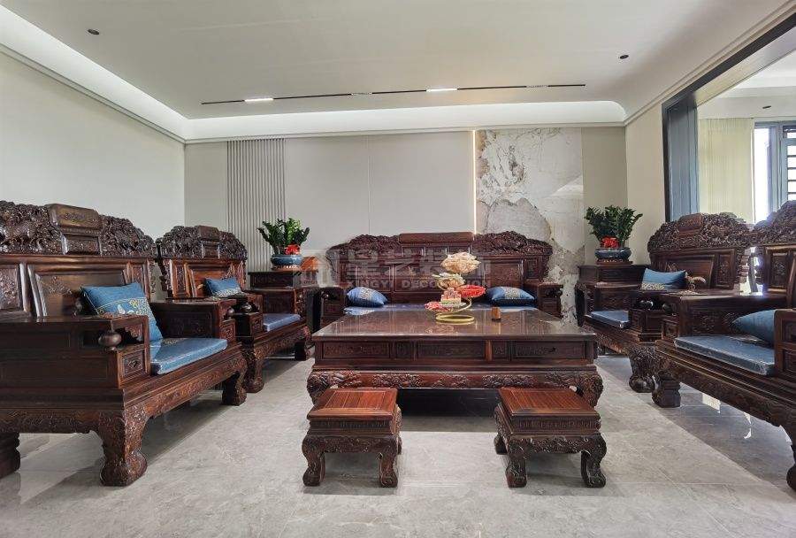 190㎡现代中式风格装修设计，滨江一号四室两厅新中式案例(图2)