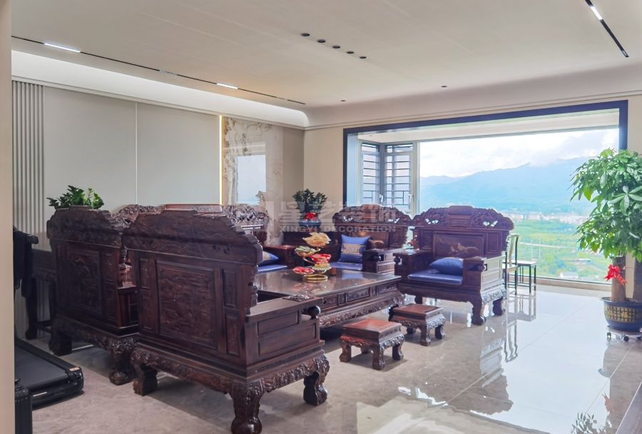 190㎡现代中式风格装修设计，滨江一号四室两厅新中式案例(图4)