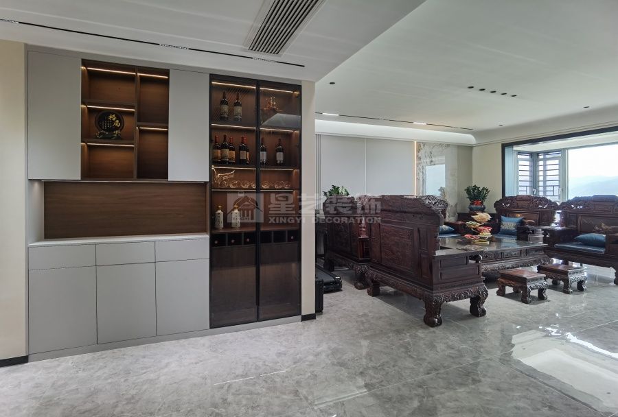 190㎡现代中式风格装修设计，滨江一号四室两厅新中式案例(图10)