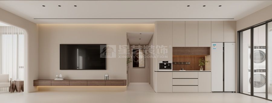 129平四房改三房现代风格设计，开放式厨房客厅扩容方案(图1)