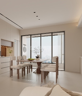 129平四房改三房现代风格设计，开放式厨房客厅扩容方案(图4)