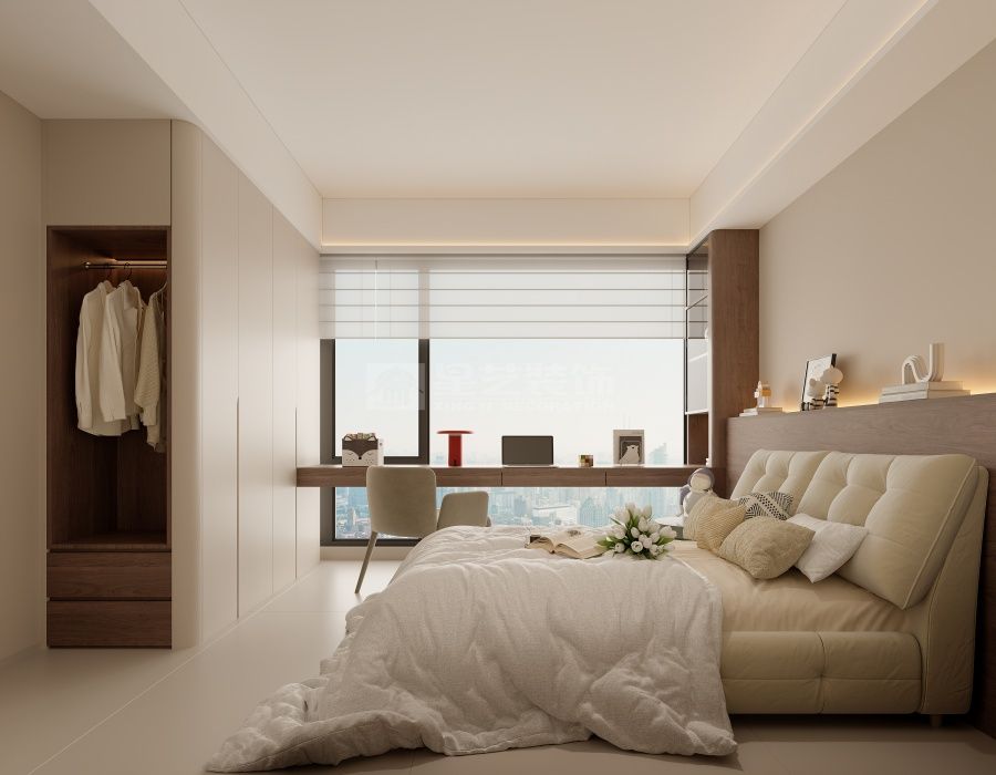 129平四房改三房现代风格设计，开放式厨房客厅扩容方案(图9)