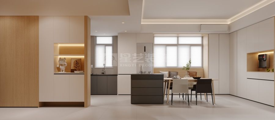 汕头150平现代原木风住宅改造，四口之家温馨舒适空间设计(图3)