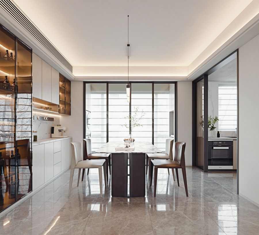 现代简约风格住宅设计，温润木色与岩板材质完美融合(图3)