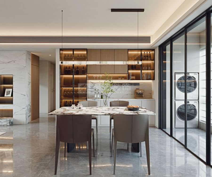 现代简约风格住宅设计，温润木色与岩板材质完美融合(图4)