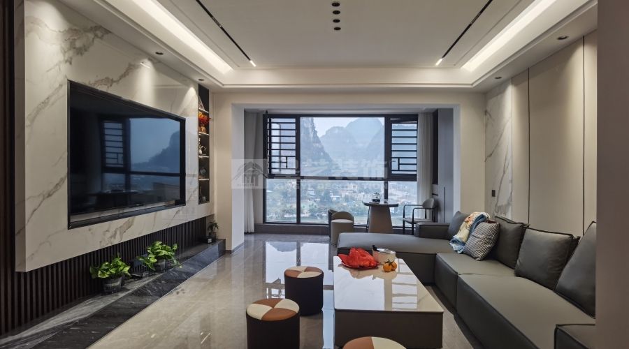 五房户型改造设计案例，客厅阳台打通增加使用面积(图4)