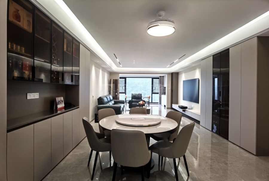 160㎡现代风住宅设计，悬浮顶打造高挑空间感(图7)