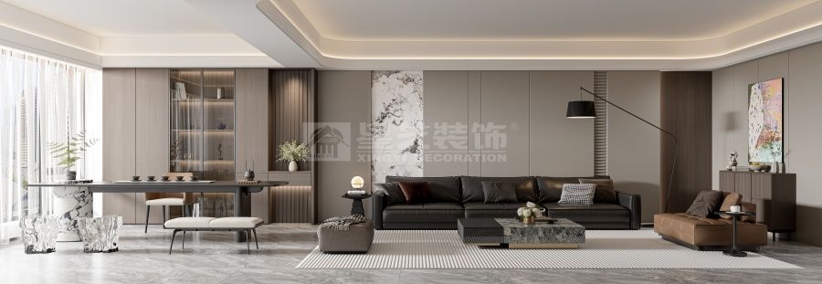 现代极简五房两厅设计，独立电竞房打造科技感家居空间(图2)