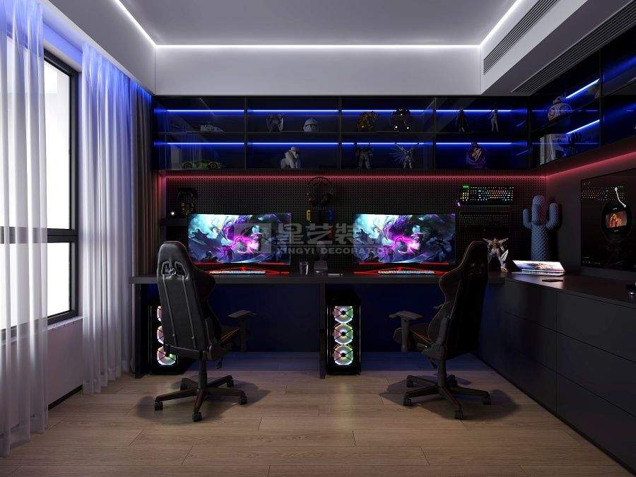 现代极简五房两厅设计，独立电竞房打造科技感家居空间(图12)