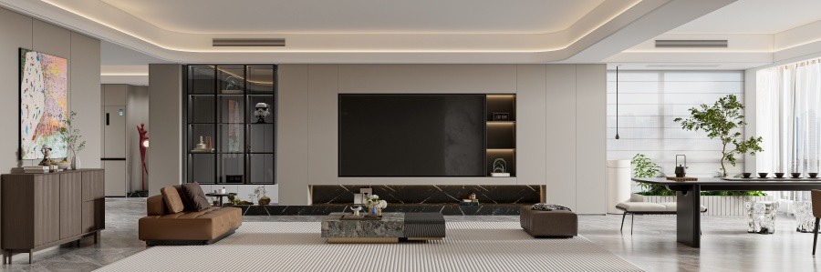 现代极简五房两厅设计，黑白灰电竞房装修方案(图1)