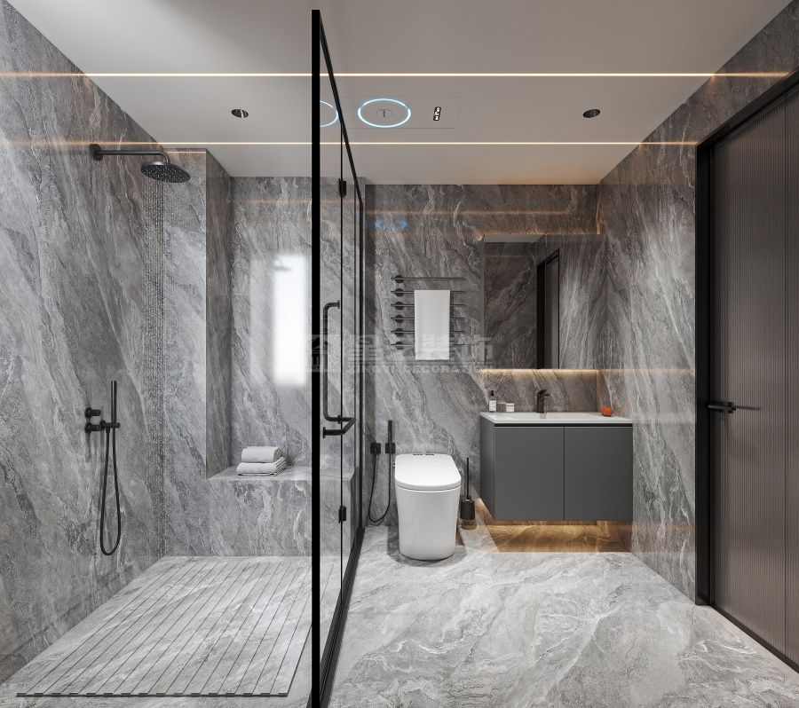 现代极简五房两厅设计，黑白灰电竞房装修方案(图9)