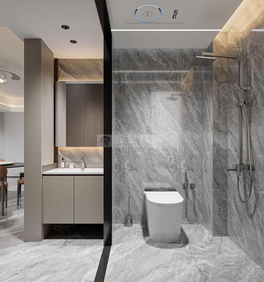 现代极简五房两厅设计，黑白灰电竞房装修方案(图8)