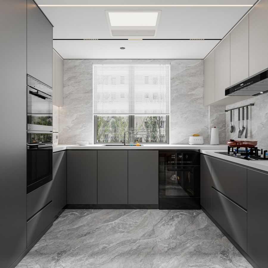 现代极简五房两厅设计，黑白灰电竞房装修方案(图6)