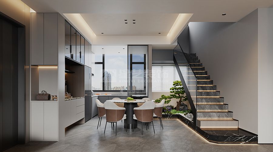 现代小复式装修设计案例，中性色调营造高级感居住空间(图3)