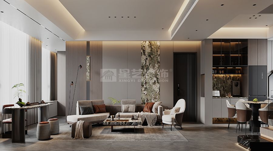 现代小复式装修设计案例，中性色调营造高级感居住空间(图2)