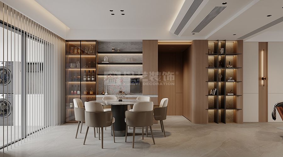 暖咖色意式轻奢大平层设计，木饰面石材打造品质家居空间(图4)