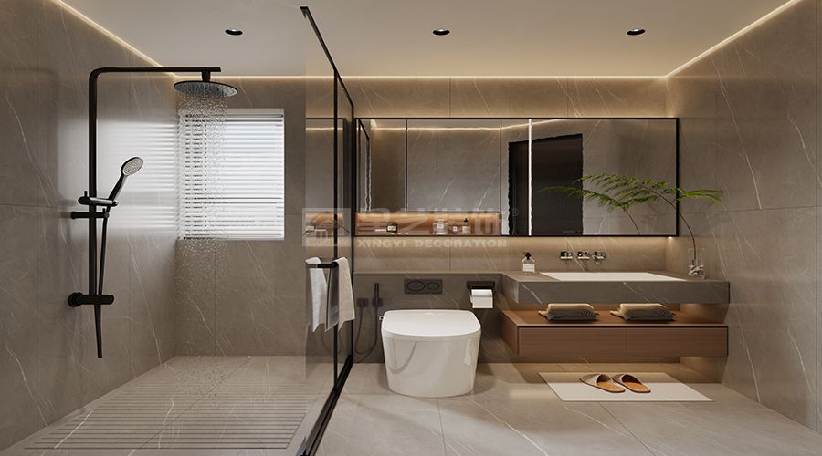 暖咖色意式轻奢大平层设计，木饰面石材打造品质家居空间(图7)