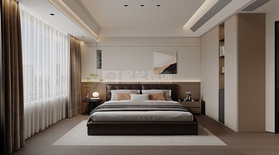 暖咖色意式轻奢大平层设计，木饰面石材打造品质家居空间(图9)