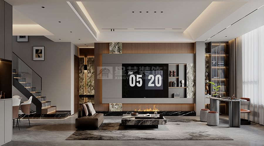 现代小复式装修设计案例，中性色调营造高级感居住空间(图1)