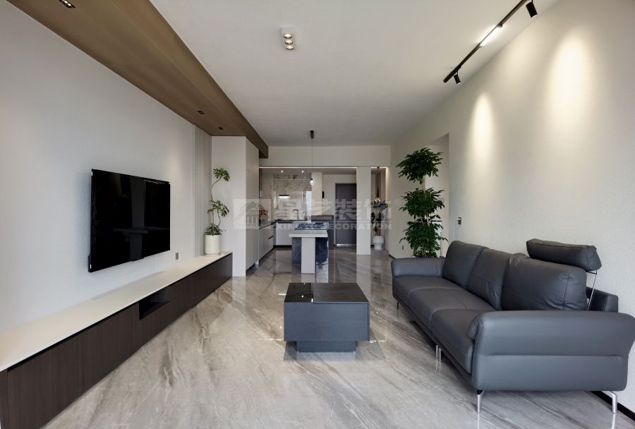 110平米现代简约风住宅改造，开放式厨房配独立衣帽间设计(图5)