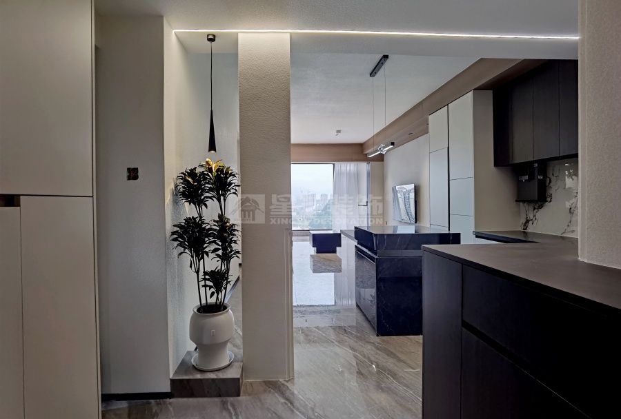 110平米现代简约风住宅改造，开放式厨房配独立衣帽间设计(图10)