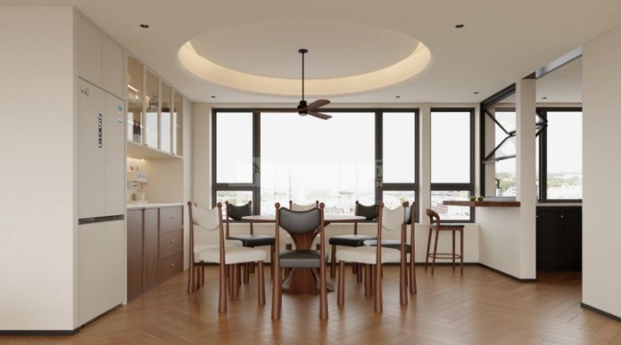 复古法式南洋风装修设计，胡桃色木纹砖打造电影感家居空间(图4)