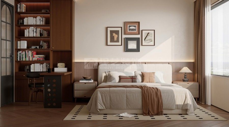 复古法式南洋风装修设计，胡桃色木纹砖打造电影感家居空间(图6)