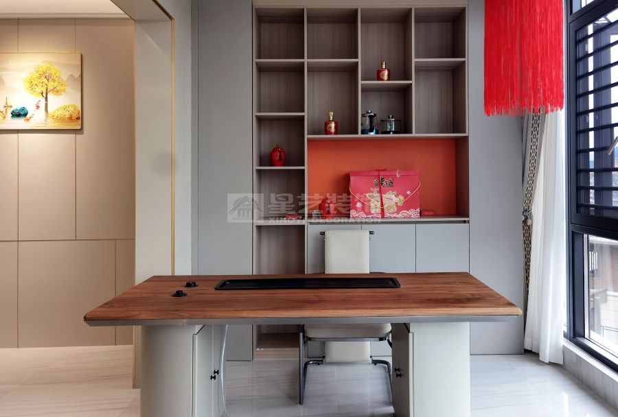 200㎡精装房改造现代极简风，70㎡客厅中西双厨设计方案(图21)